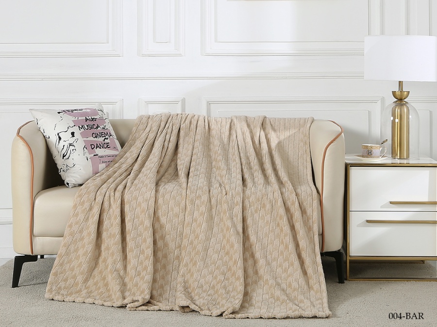 Плед CL HOME "BARS" велсофт в ленте атласной 004-BAR/LA