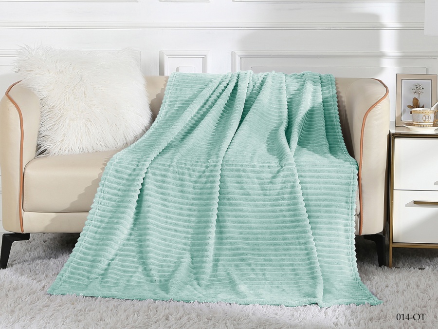 Плед Cleo "Orrizonte" велсофт полуторный 150*200 (150/014-OT, Полоска, Зеленый)