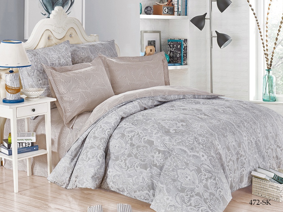 КПБ Cleo сатин набивной "Satin de Luxe" полуторный 150*210*1 160*230*1(±5) 70*70*2(±2) (15/472-SK, Узоры, Мультиколор)