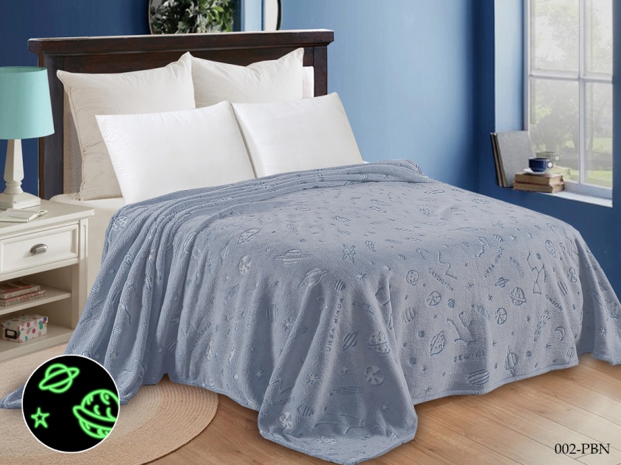 Плед Cleo «Bamboo Neon» велсофт двуспальный 180*200 (180/002-PBN, Оригинальное, Серый)