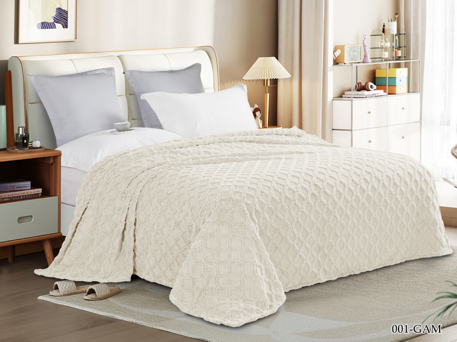 Плед Cleo "Gammi" велсофт евро 200*220 (200/001-GAM, Геометрия, Белый)