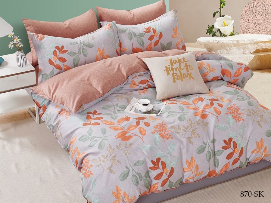 КПБ Cleo сатин набивной "Satin de Luxe" дуэт 150*210*2 230*250*1(±5) 50*70+5*2 70*70*2(±2) (41/870-SK, Растения, Мультиколор)
