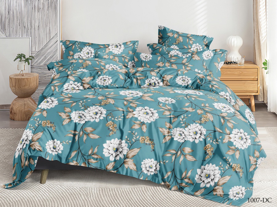 КПБ CL HOME микросатин "Dreams Color" полуторный 145*215*1 150*220*1(±5) 70*70*2(±2) (CH15/007-DC, Цветы, Зеленый)