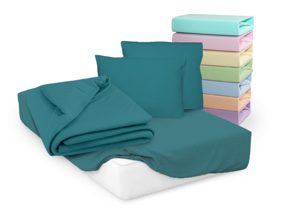 Простыня Cleo трикотажная на резинке 140*200*25 (14/19, Однотонный, Морская волна)