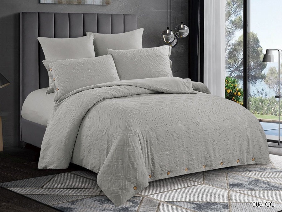 КПБ Cleo "Candy Cotton" дуэт 150*210*2 230*250*1(±5) 50*70+7*2(±2) 70*70*2(±2) (41/006-CC, Однотонное, Серый)