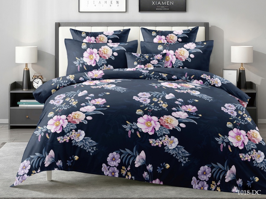 КПБ CL HOME микросатин "Dreams Color" евро 200*220*1 220*240*1(±5) 50*70*2(±2) 70*70*2(±2) (CH31/018-DC, Цветы, Синий)